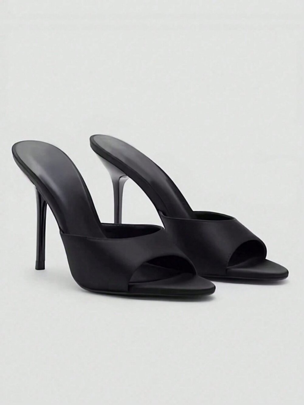 Women's Black Stiletto Heel mule sandals